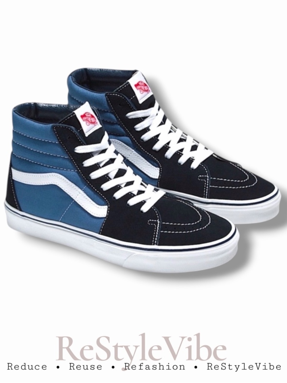VANS Unisex Men’s Size 9/Women’s 10.5 Sk8-Hi Shoes Sneakers Skater Hi Tops Navy